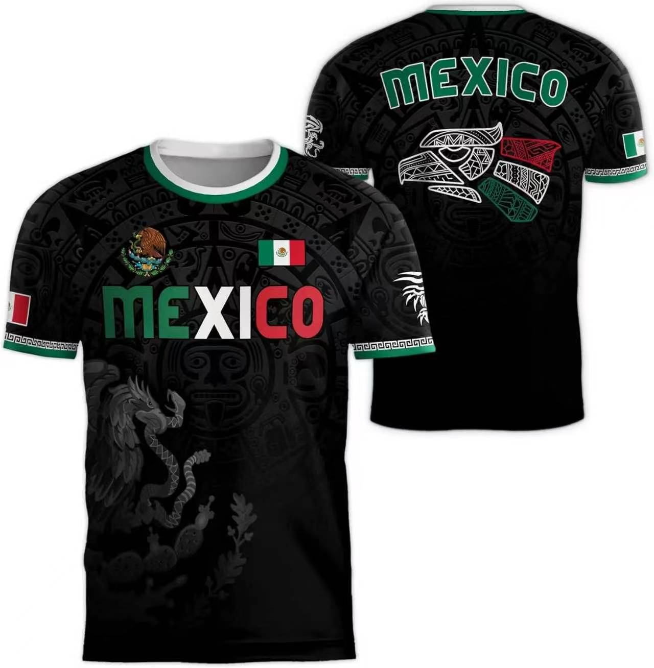 Mens Fashion Mexico - 3D Printed Mexico Flag T-Shirt For
