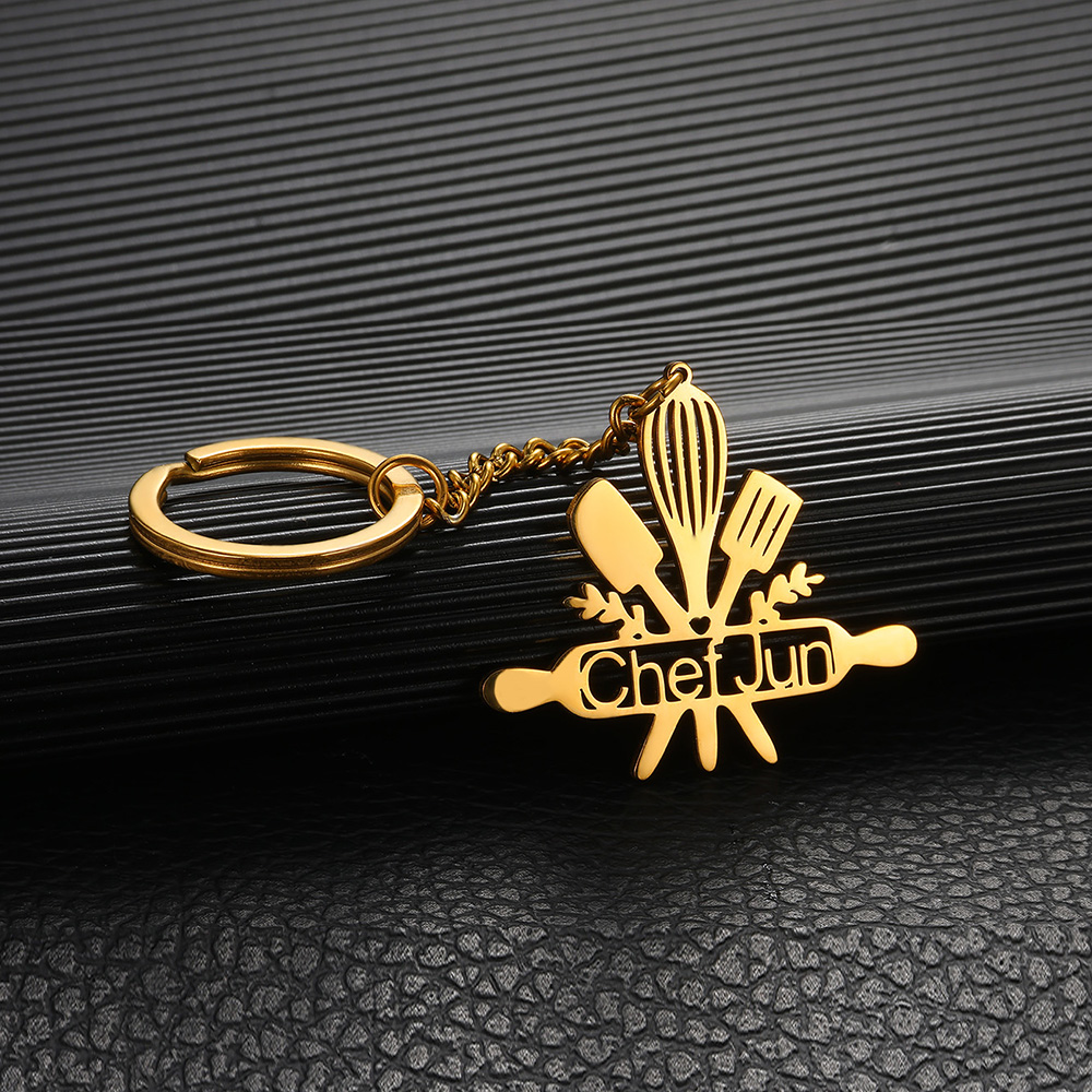 Men'S Fashion Gold Chain - 1Pc Customized Kitchenware Nameplate Keychains For
