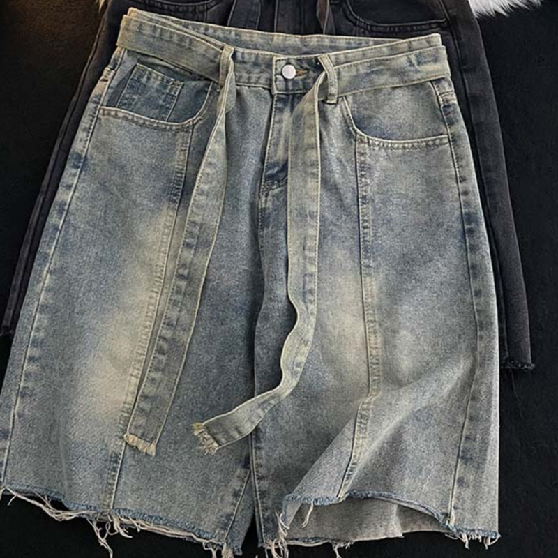 Summer Thin Fringed Denim Shor - Men'S Fashion Loose Pants 리뷰 및 가격