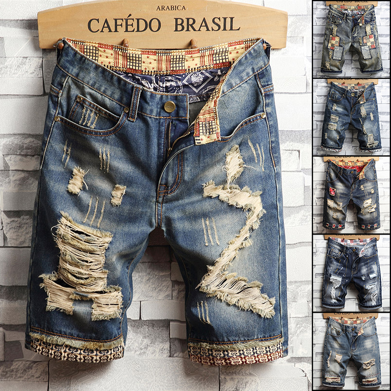 Ripped Hip-hop Denim Shorts Me - Men'S Fashion Loose Pants 리뷰 및 가격