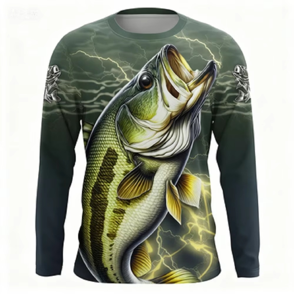 Fashionable Bass Pattern Crew  - Mens Fashion Trend 리뷰 및 가격