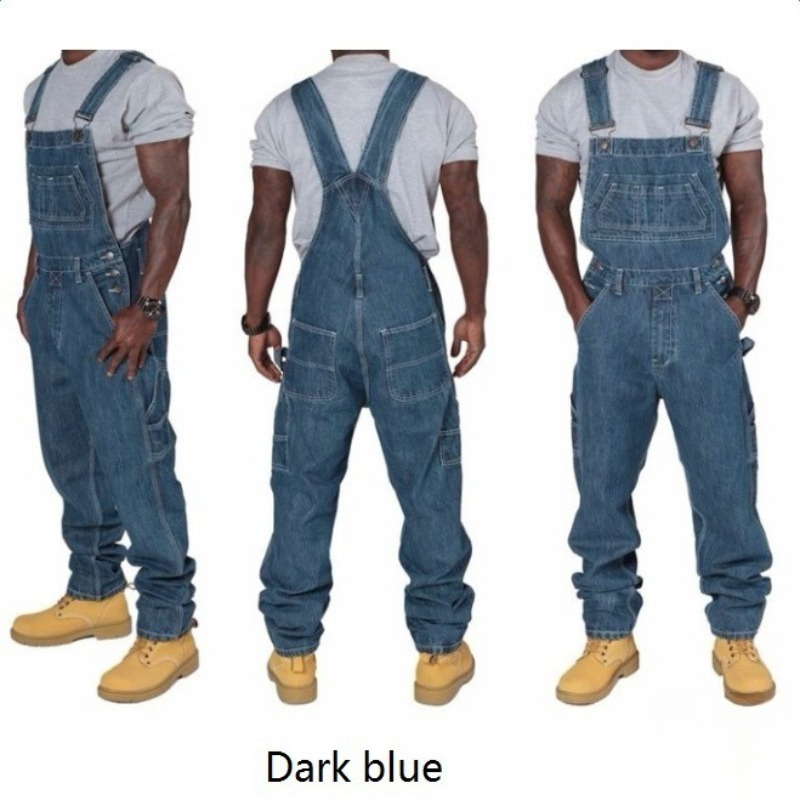 Mens Ripped Denim Overalls wit - Men'S Fashion Loose Pants 리뷰 및 가격