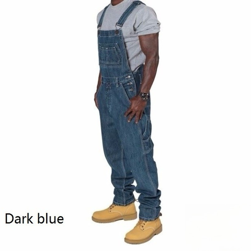 Mens Ripped Denim Overalls wit - Men'S Fashion Loose Pants 리뷰 및 가격