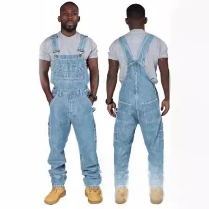 Mens Ripped Denim Overalls wit - Men'S Fashion Loose Pants 리뷰 및 가격