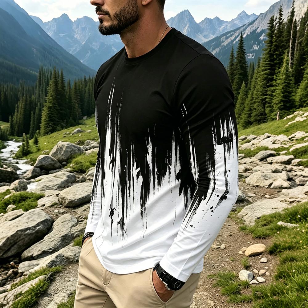 Men's Gradient Ink Splash Long - Men'S Fashion 리뷰 및 가격